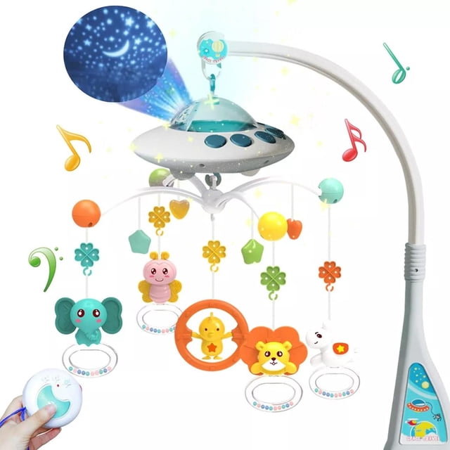 Móvil de Cuna SLNXA con Música y Luces Rotación Proyección Luna Estrellas para Niños Niñas