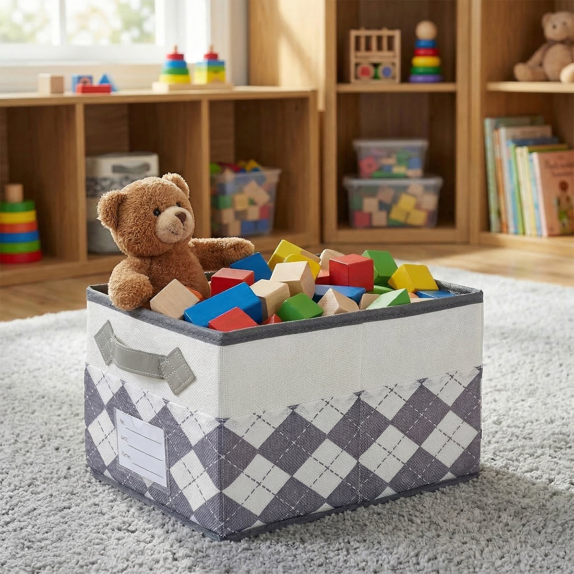Unique Bargains Storage Basket with Handle for Organizing Light Grey 8.7"x11.4"x6.7"