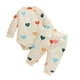 thumbnail image 1 of Unisex Jumpers for Baby Girl Clothes Boys Girls Valentine's Day Long Sleeve Hearts Printed Romper Bodysuit Pants Outfits Size 6-9 Months White, 1 of 8