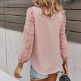 thumbnail image 4 of IROINNID Womens Long Sleeve V-Neck Shirts Summer Solid Color Chiffon Tops,Pink, 4 of 8