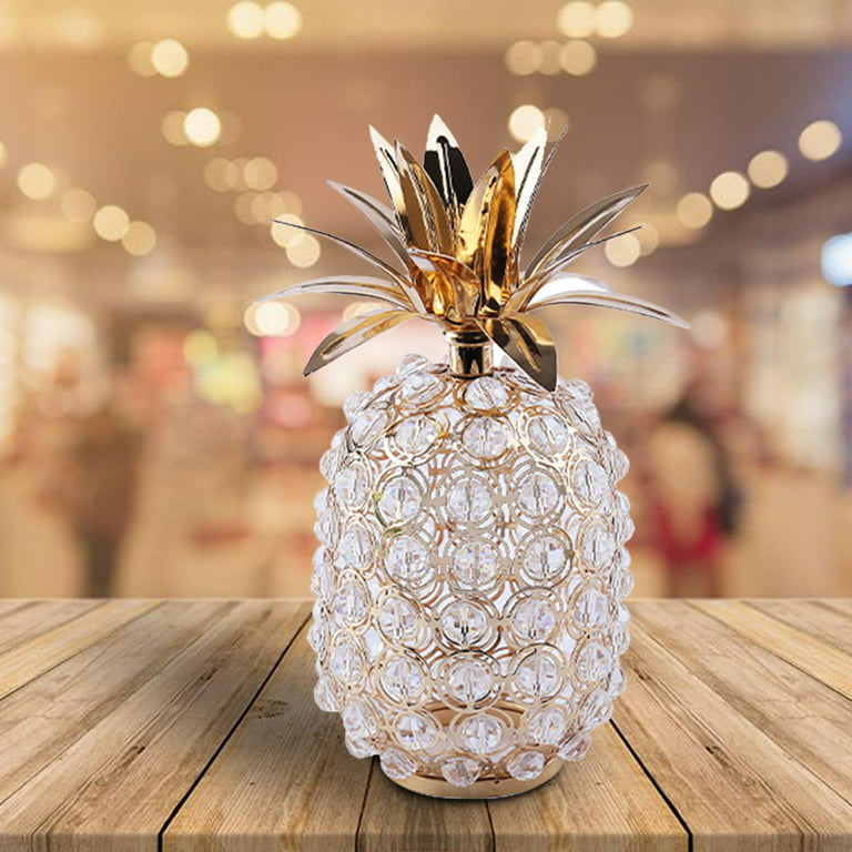 Glass Crystal Pineapple Figurines Fruit Statue Candlestick Cover Collection  Rhinestone Chandelier Covers Modern for Home Kitchen Decor Porch Pineapple