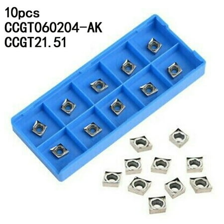 

GLFILL 10Pcs Ccgt060204-Ak H01 Blade Ccgt21.51 Carbide Tool Ccmt0602 for Aluminum