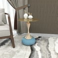 thumbnail image 3 of LeisureMod Wide Side Table with Gold Stainless Steel Top Round Accent Table and Pedestal Base Modern End Table for Home, Living Room Savoy Series in Blue, 3 of 11