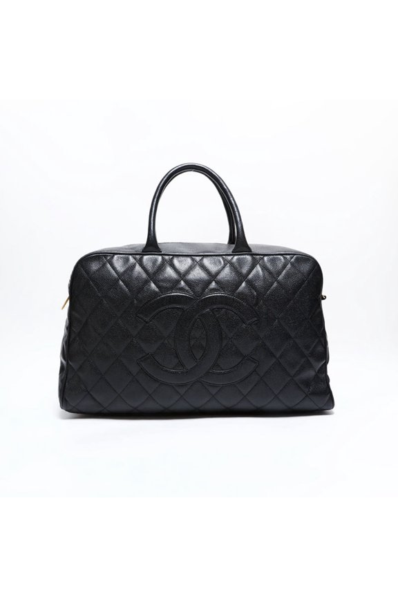 Pre-Owned CHANEL Caviar Leather Matelasse Boston Bag, Black, WS22854