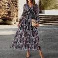 thumbnail image 4 of Vestido Vestido de línea A para mujer, vestido elegante de gasa con abertura lateral, vestido largo de vacaciones con estampado floral Kuymtek Negro T M para Mujer, 4 of 7