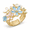 Spring Color (Gold), variant on Enamel Flower Stretch Ring for Women Fashion Stackable Floral Cluster Band Premium Zinc Alloy Statement Rings Jewelry for Anniversary Birthday Gift