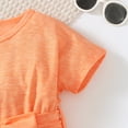 thumbnail image 2 of NZRVAWS 7T Little Girls Summer Dress 7T Girls Short Sleeve Dress Solid Color Dress Orange, 2 of 7