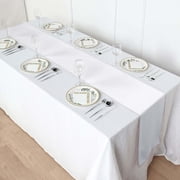 Efavormart WHITE Premium Polyester Table Top Runner For Weddings Birthday Party Banquets Decor Fit Rectangle and Round Table