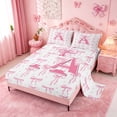 thumbnail image 2 of meiyoeat Pink Bow Full Size Sheets For Girls,Coquette Bowtie Monogrammed A Print Bed Sheets For Kids,4-Piece, 2 of 6