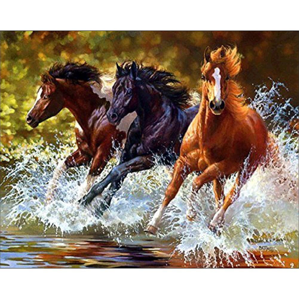 DIY 5D Full Drill Diamond Painting Horses Embroidery Cross Stitch Decor Gifts 