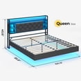 thumbnail image 2 of Queen Floating Platform Bed with Hidden Storage Headboard, LED Lights, Queen Size Visual Floating LED Bed Frame with Charing Station, Noise-Free, Dark Grey, 2 of 8