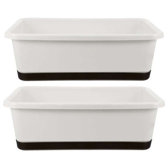 WASHWEPE Garden Planter Box White PP 2Pcs 17.7X10.2X5.9In