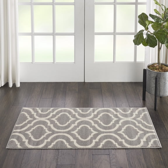 Nourison Jubilant Modern Moroccan Grey 2' x 4' Area Rug, (2' x 4')