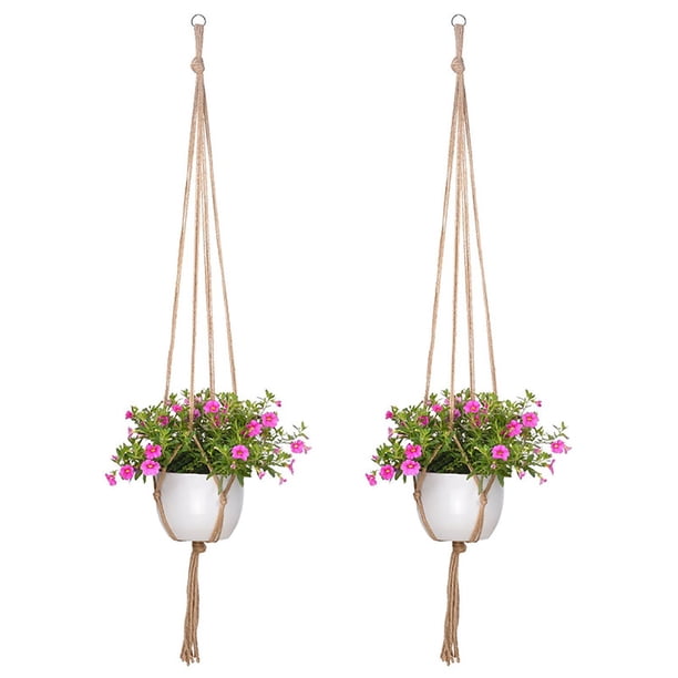 Bolsa de red para macetas con estante colgante tejido para jardinería y ecología - círculo de hierro cáñamo estilo simple 105 cm material: cuerda de cáñamo Se recomienda ANGGREK Otros