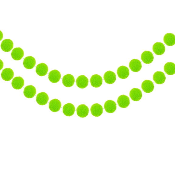 2Pcs Felt Ball Garland Bright Green Garland Handing Balls 6.6Feet Long 30 Balls Party Banner Decor