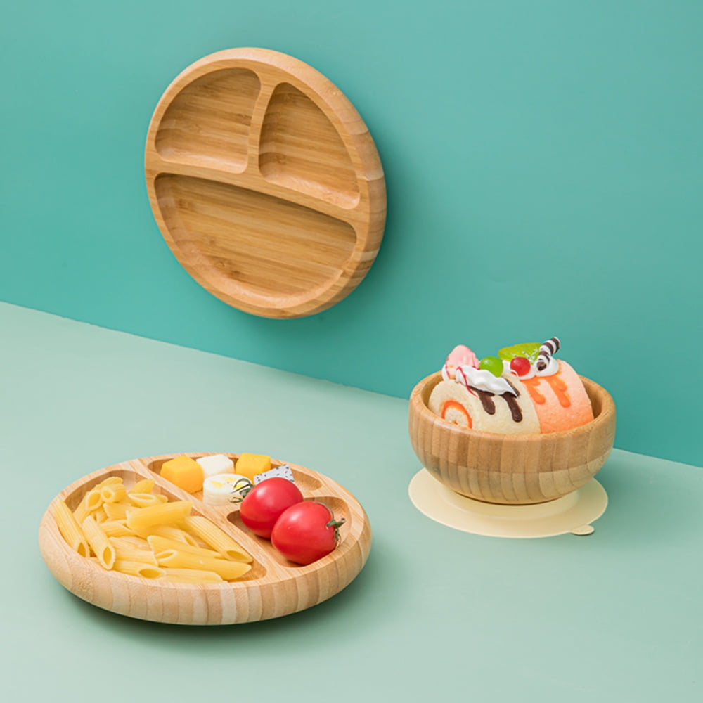 Mamimami Home Toddler Divided Bamboo Plate,Bowl & Spoon Set 3PCs