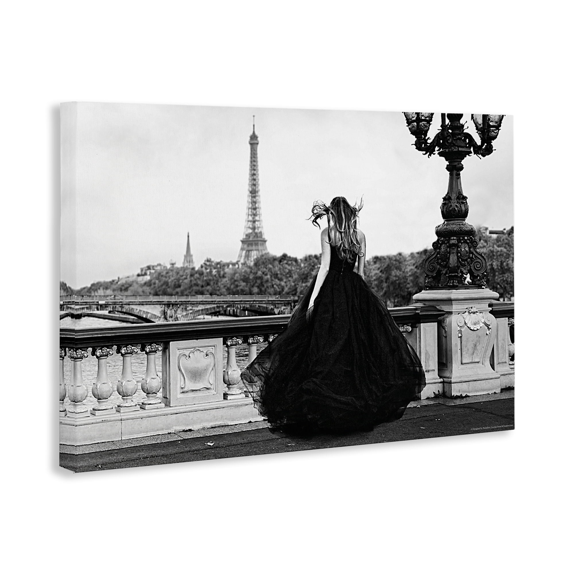 Stupell Industries Girl in Gown Cityscape People Photography Wrapped Canvas Art Print Wall Art, 30 x 20