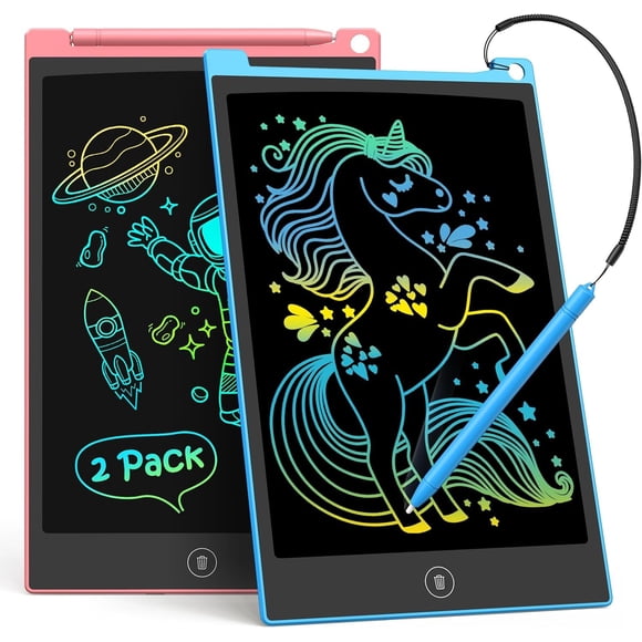 Tableta de escritura LCD TECJOE de 10 pulgadas, colorida pizarra para garabatos, x2
