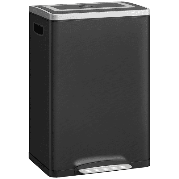 HOMCOM 2 x 20 Liter Garbage Can, Trash Can with Removable Buckets, Black