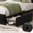 thumbnail image 2 of Twin-XL Bed Frame with Storage Headboard & Charging Station - Black Corduroy Upholstered Platform Bed with Storage Drawers, No Box Spring Needed, Noise-Free, 2 of 6