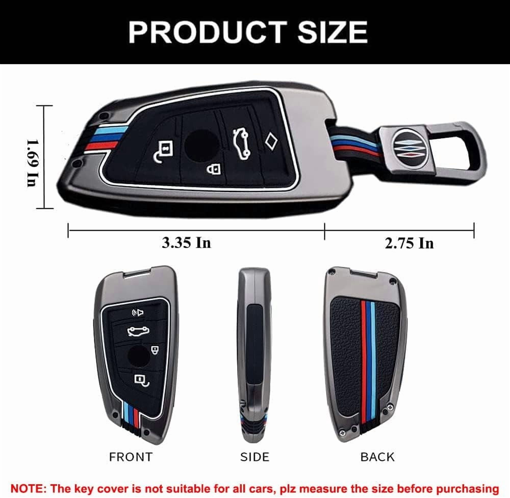 MJMJ for BMW Key Fob Case Cover, Fit for BMW 1 3 4 5 6 7 Series X3 X4 M5 M6 GT3 GT5, Zinc Alloy and Silicon Remote Key Protector (Blade Type)