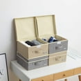 thumbnail image 5 of Yueyue Paquete De 4 Cajas De Almacenamiento De Tela Pequeñas Con Tapas Caja De Almacenamiento De Lino Plegable Con Tapas Juego De 4 Piezas Gris Y Lino 12.4In/12In/6.7In, 5 of 5