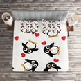 thumbnail image 2 of Ambesonne Penguin Quilted Coverlet 3 Pcs, Romance Heart Shape, Queen Size, Mustard White Black, 2 of 2