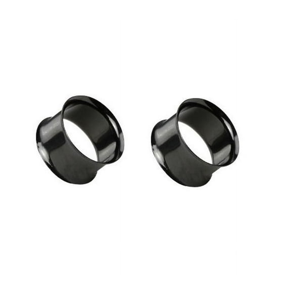 BodyJewelryOnline Pair of Ear Gauges Tunnels Double Flare Screw Fit Black IP Anodized Titanium Choose The Size