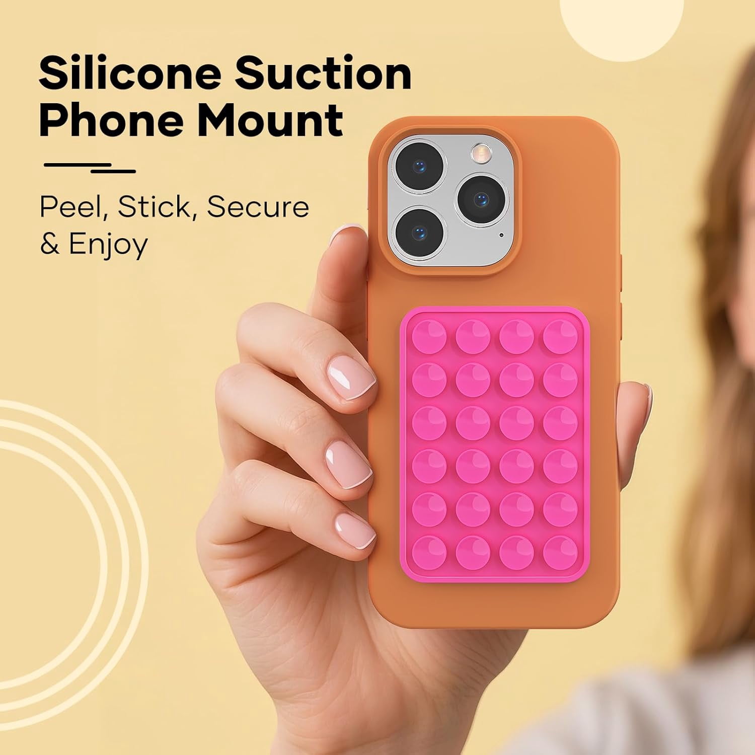 MKEUDQ-Silicone Phone Sticky Grip, Suction Phone Case Mount for iPhone and Android, Hands-Free Sticky Cell Phone Grip, Mobile Fidget Mirror Holder for Selfies and Videos