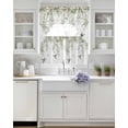 thumbnail image 3 of Green Eucalyptus Leaves Swag Kitchen Curtains Sets for Windows 24 Inch Length, Birds Flowers Spring Watercolor Floral Short Window Curtain Swags Valances and Tiers 3 Piece Set for Cafe/Dining Room, 3 of 5