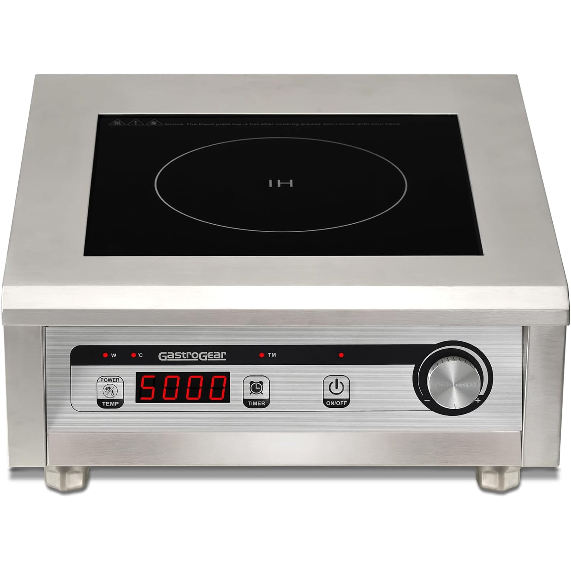 GastroGear 5000W/220V Commercial Induction Cooktop Professional Commercial Range Countertop Burners Hot Plate Electric Stove for Kitchen Restaurant Hotel School ETL-Certified