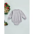 thumbnail image 4 of Seyurigaoka Christmas Baby Girls Boys Romper, Letter Print Round Neck Long Sleeve Bodysuit, 4 of 8