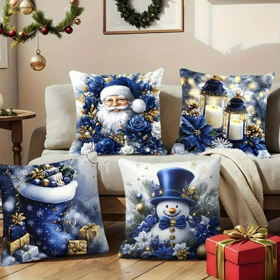 Xuniizn Christmas Pillow Covers 18x18 inch Xmas Decorations Soft Plush Faux Fur Wool Christmas Throw Pillow Cases Winter Holiday Decor for Sofa Living Room
