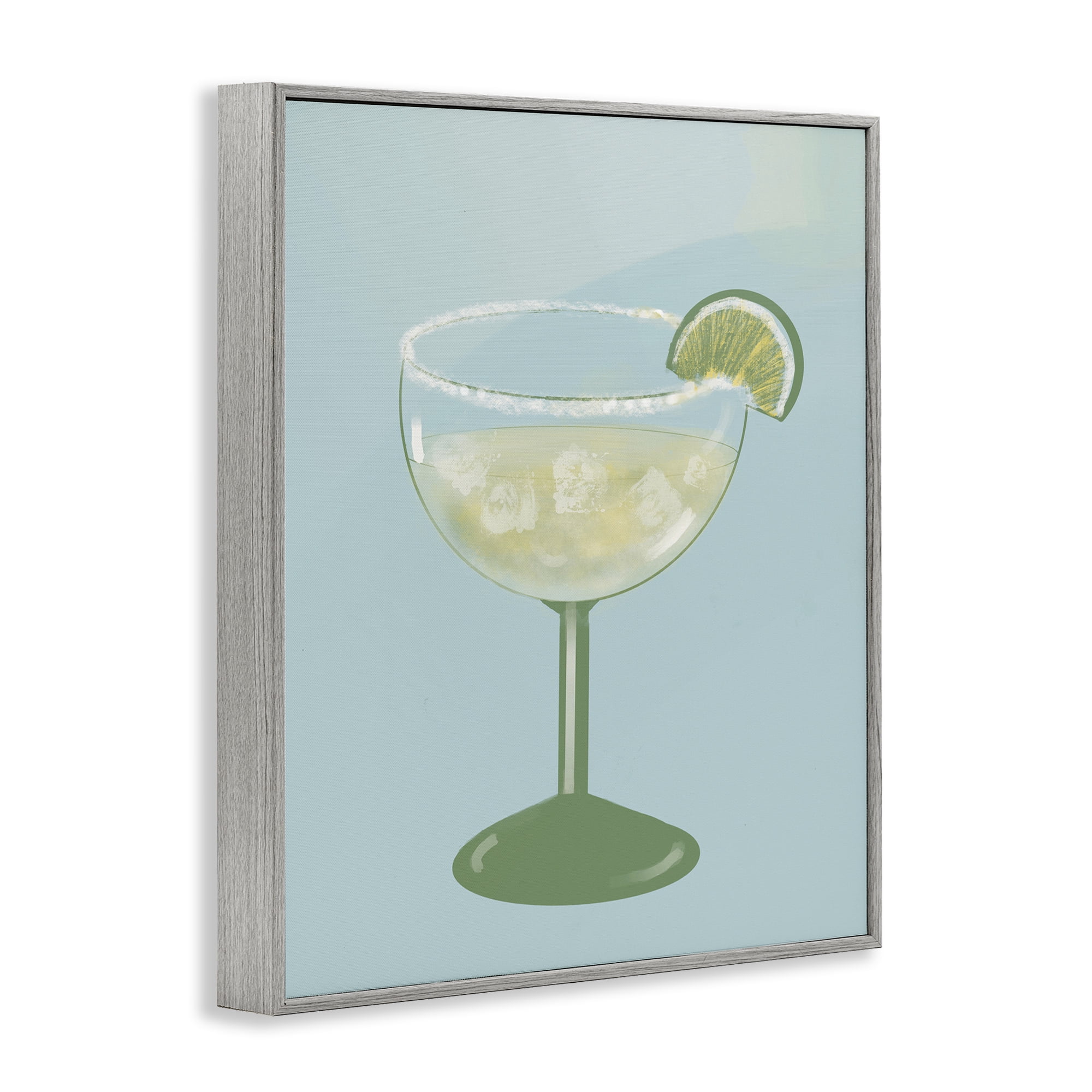 Stupell Industries Margarita Glass over Blue Gray Framed Giclee Art, design by Robin Maria
