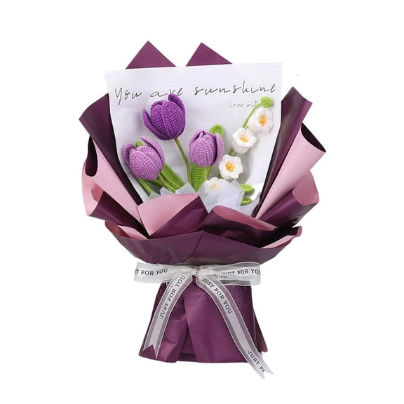 AOOOWER Crochet Flower Bouquet Set Beginner Crochet Knitting Supplies Includes Step-by-Step Instruction Crochet Hook Yarns