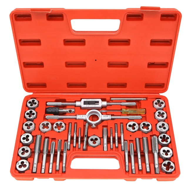 Axelord 40PCS Tap and Die Set, Metric Screw Threads M3, M4, M5, M6, M7, M8, M10, M12, Both Coarse and Fine Types | Essential Threading Tool