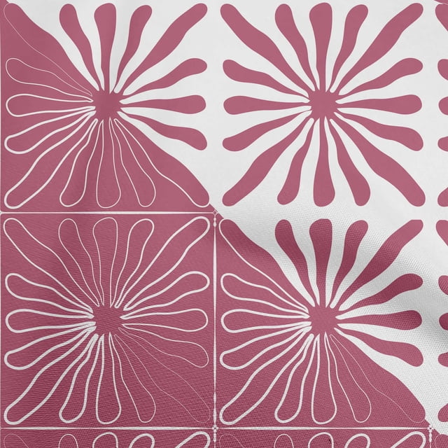 oneOone Georgette Viscose Pink Fabric Geometric Modern Flower Sewing Craft Projects Fabric Prints By Yard 42 Inch Wide