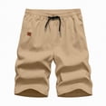 thumbnail image 4 of KPOPLK Men's Casual Shorts with Zipper Pockets Elastic Waistband with Drawstring Cargo Stretch Short Size M,Khaki, 4 of 7