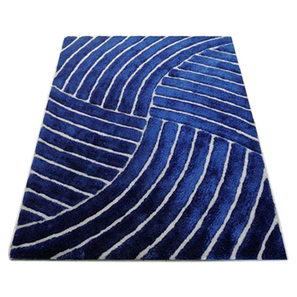 Modern Masada Rugs Shag Area Rug Design 3D 800 (Cobalt, 5 Feet X 7
