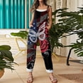 thumbnail image 4 of JULMCOMO American Flag Jumpsuits for Women Red White Blue Plus Size Star Cotton Linen Stars Stripes Overalls 1776 Sleeveless Adjustable Straps 4th of July Outfits Multicolor M, 4 of 4