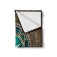 thumbnail image 2 of Steampunk Soft Flannel Fleece Blanket, Fantasy Background Print of Inside View of Clock Tower Wooden Mezzanine, Cozy Plush for Indoor and Outdoor Use, 50" x 70", Pale Brown Turquoise, by Ambesonne, 2 of 6