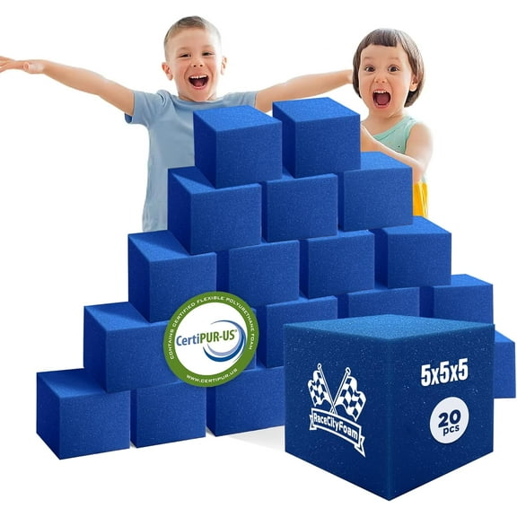 Isellfoam Foam Pit Cubes/Blocks 20 pcs. (BLUE) 5"x5"x5" Pit Foam Cubes For Skateboard Parks, Gymnastics Companies, and Trampoline Arenas, CertiPUR-US Certified Foam, Made in USA