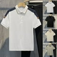 thumbnail image 6 of Mens Short Sleeve Shirt Slim Office Button Collar T Shirt Business Blouse Tops, 6 of 11