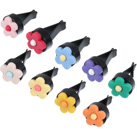 Car Colorful Flowers Shape Clips for Air Conditioner Outlet Vent Decorations Clip 9 Pcs