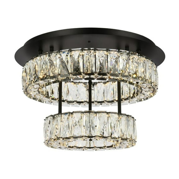 Modern Bright Home Decorative Ceiling Lighting Monroe 18 Inch Led Double Flush Mount - Black