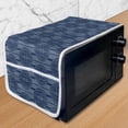 thumbnail image 1 of Ethnic Microwave Oven Cover, Tribal Effect Art with Spots Hatches Tree Trunk and Roots Look Woodsy Pattern, Water Resistant Organizer with Pockets for Kitchen, 36" x 12", Night Blue, by Ambesonne, 1 of 1