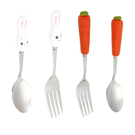 

4Pcs Stainless Steel Cutlery Fork Spoon Set Children Tableware for Home