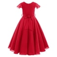 thumbnail image 3 of IBTOM CASTLE Flower Girls Chiffon A-line Party Dresses Wedding Junior Bridesmaid Princess Pageant Communion Maxi Gowns 3-4 Years Red, 3 of 8