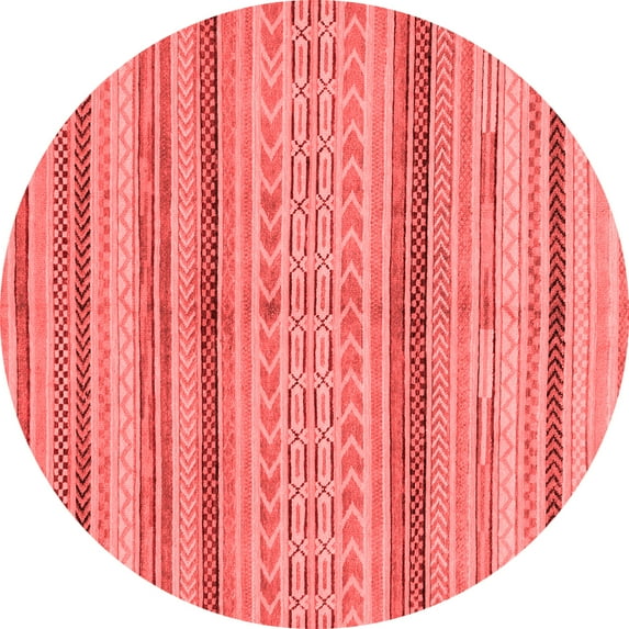 Ahgly Company Indoor Round Abstract Red Modern Area Rugs, 8' Round