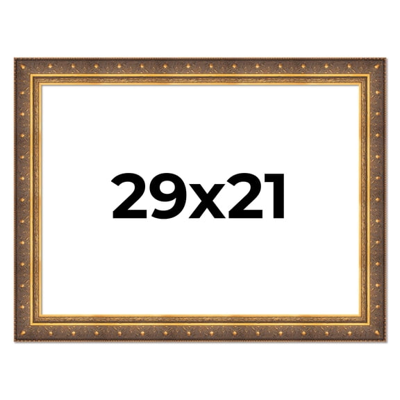 29x21 Frame Vintage Gold Solid Wood Picture Frame | 2.5 Inch Moulding Width | Ornate Bronze Museo